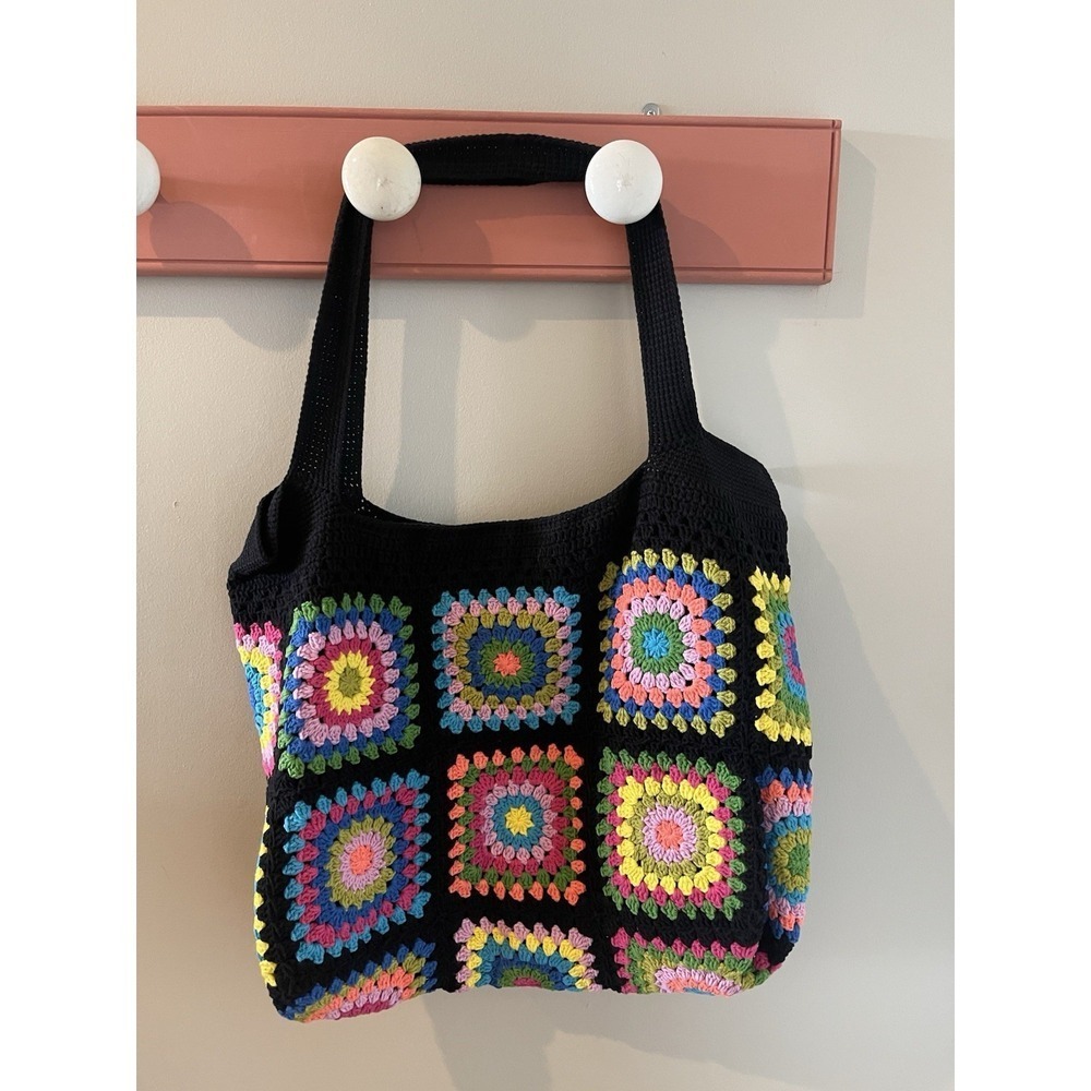 Granny Core Square Cottagecore Tote Bag, Lined, Boho New travel beach